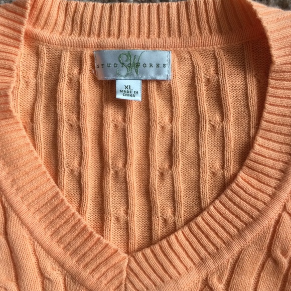 Studio Works Cable Knit Peach Sweater - Picture 3 of 17